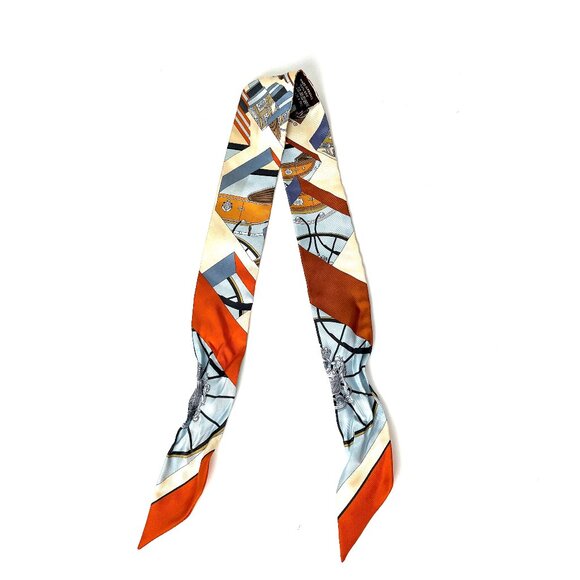 Sold on fashionreloved.com Hermes Springs Springs Blue Print Silk Twilly Scarf - Picture 1 of 12